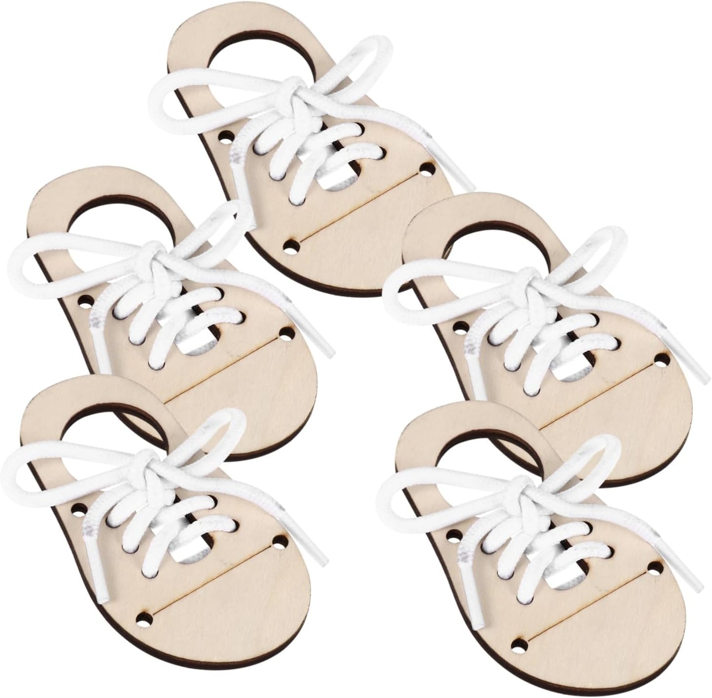 Garneck 5 Sets Wooden Shoe Tying Practice Boards for - Educational Peg Game Puzzles to Teach Shoelace Tying - Threading and Lacing Skills DIY Craft Supplies for Fine Motor Development