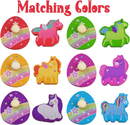 Pinkiwine Unicorn Wooden Peg Puzzles Montessori Educational Toys for Kids Toddlers Easter Basket Stuffers Gifts Unicorn Party Favors