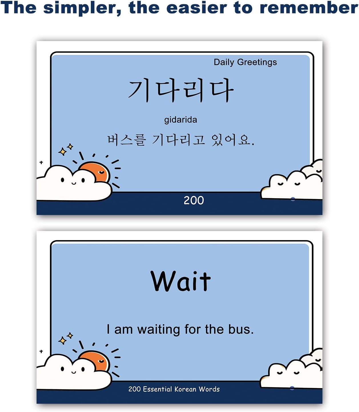 200 Essential Korean Words Vocabulary Flash Cards Flashcard for Beginners Adults | Learn Korean for Beginners Adult