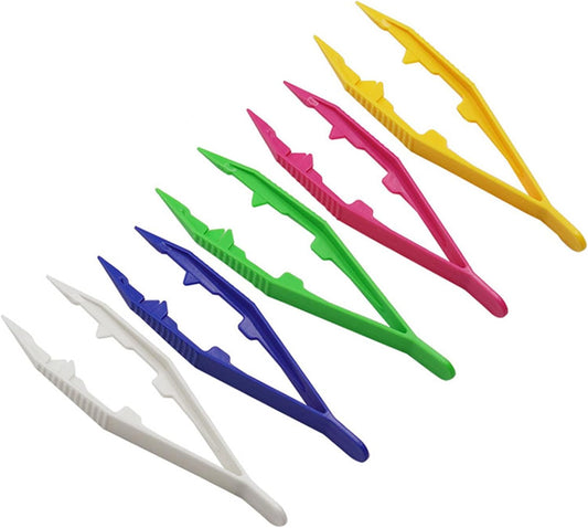 OVERTOYOU 5Pcs Kids Safety Plastic Beads Tweezer for Puzzle Bead Model Building Kits Children DIY Toy Art Crafts Accessories Tool, As the Picture Shows