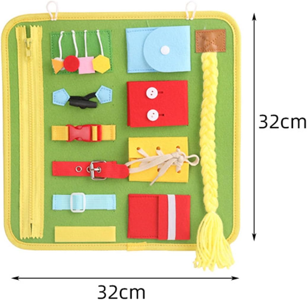 Montessori Felt Busy Board, Portable Sensory Toy, Fine Motor Skills & Life Skills Learning Board,Model a