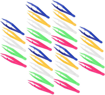 30Pcs Plastic Handcraft Tweezers for Jumbo Tweezers for Fine Motor Skills and DIY Crafts Safe Bead Tweezers for Creative Projects and Classroom Activities
