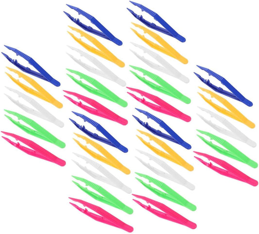 30Pcs Plastic Handcraft Tweezers for Jumbo Tweezers for Fine Motor Skills and DIY Crafts Safe Bead Tweezers for Creative Projects and Classroom Activities