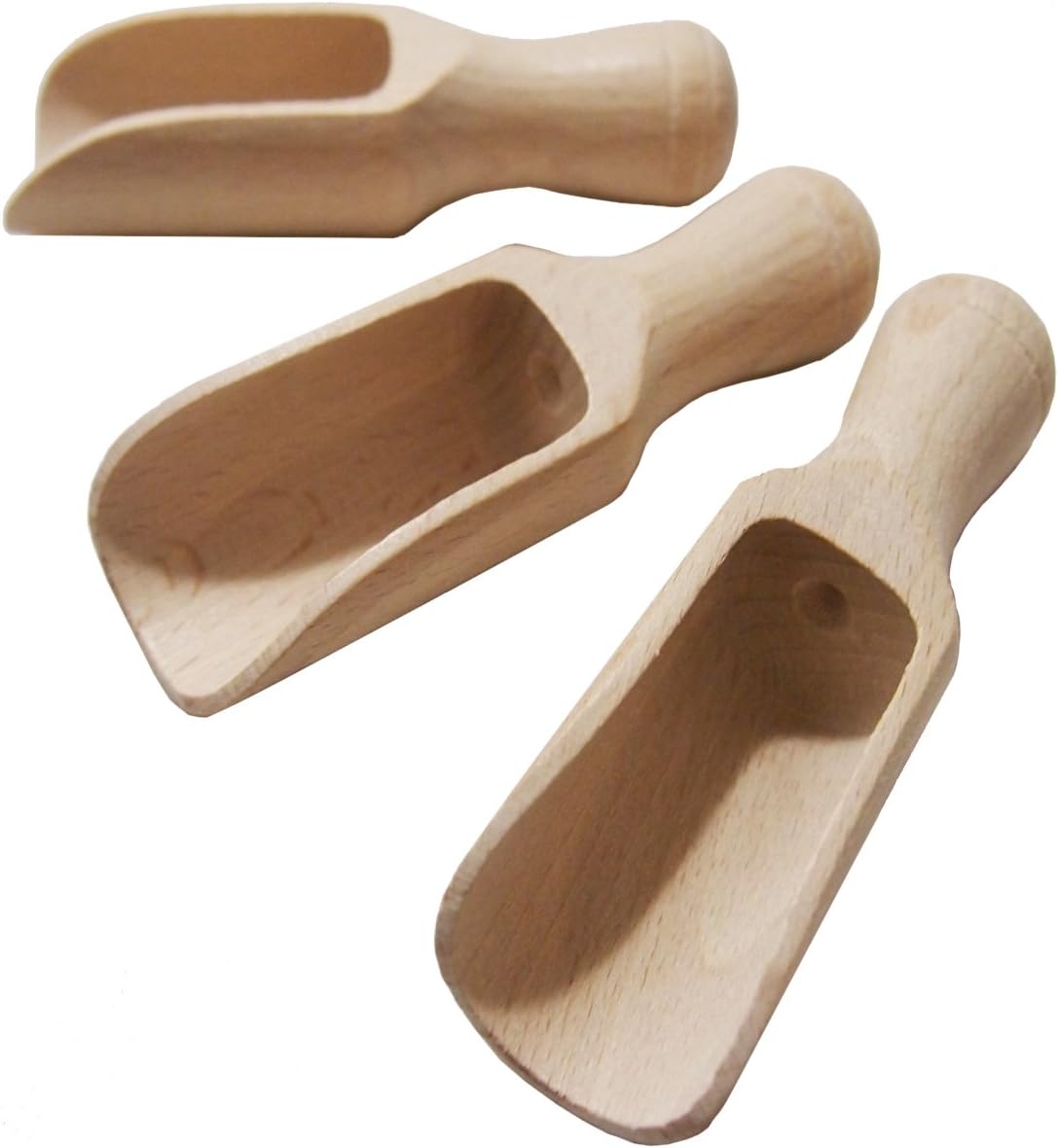 efo Versatile Wooden Scoops Set 4pcs - Multipurpose Wooden Spoons - Wood Salt and Spice Scoops – Rustic Bath Salt Scoop - Wooden Nuts Scoop - sizes: 2.4"; 3.3"; 3.9"; 6.7" / 6; 8.5; 10; 17cm