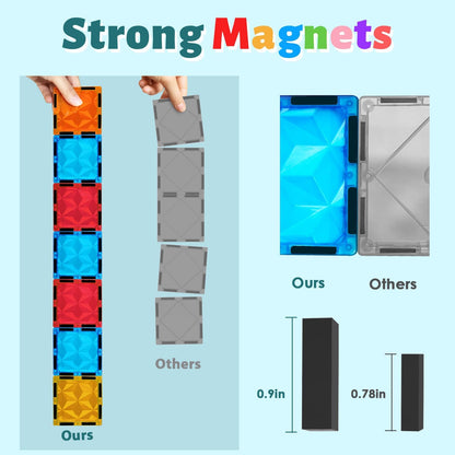 AFUNX Magnetic Tiles Space Rocket Set,46 PCS Magnetic Building Blocks for Kids 3+, STEM Learning Toys, Safe & Durable Creative Construction Play, Gift for Boys & Girls