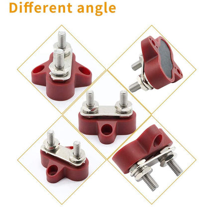 Heart Horse Bus Bar Terminal Block, Power Stud Battery Junction Post 1/4" Power Distribution Block Positive Negative for Truck RV Boat, Dual Power Stud DC 48V 250A (Red & Black Set)