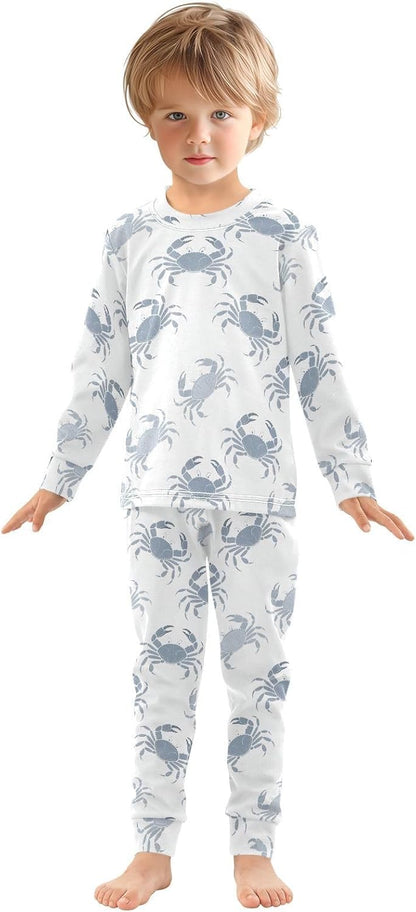 ALAZA Shark Starfish Palm Tree 2 Piece Pajama Set Long Sleeve Top and Pants Sleepwear Unisex - Colors B