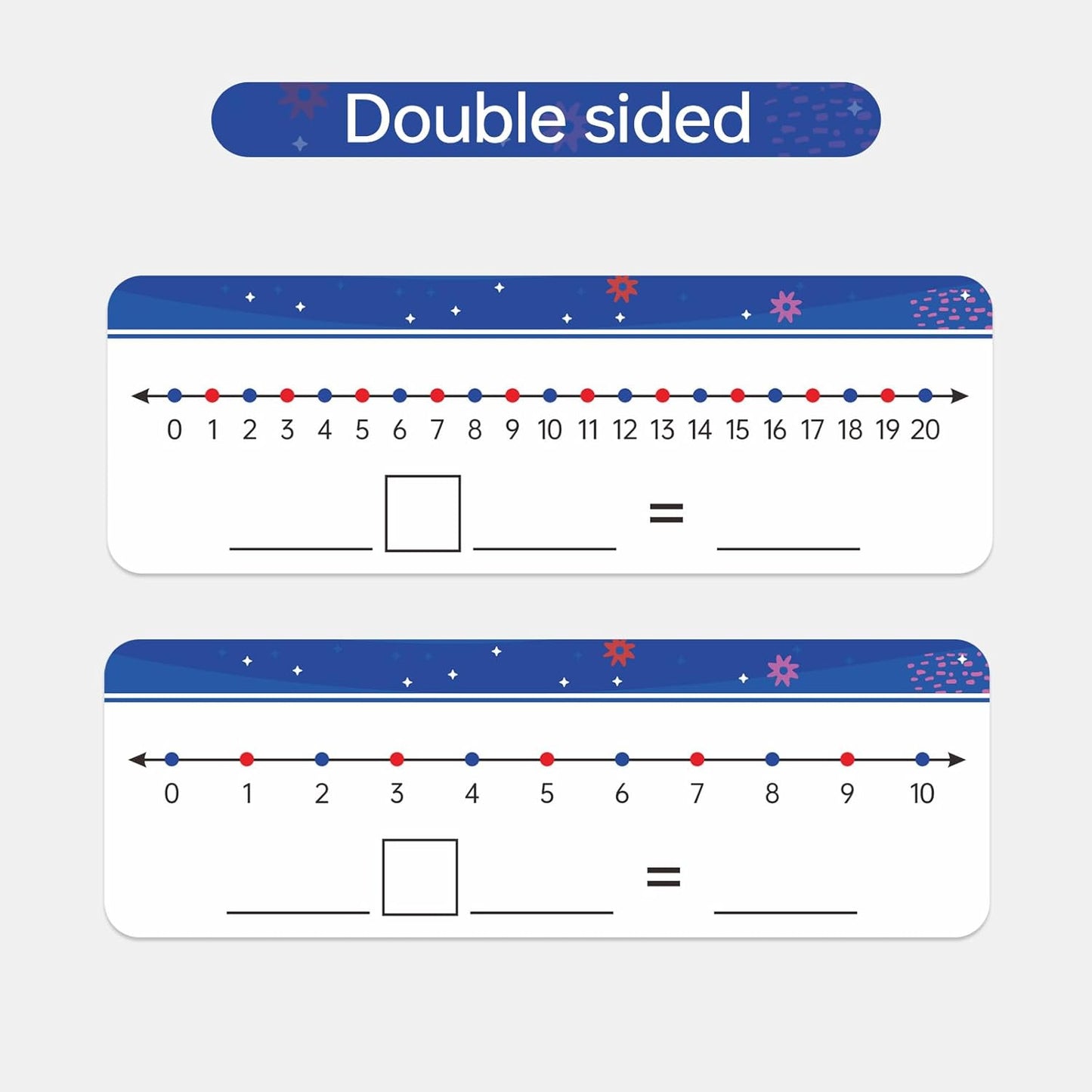 10Packs Numbers Line Dry Erase Board Cards, Double Sided 0-10 on one Side and 0-20 on The Other Side; Classroom Must Haves Home Desktop Portable Math Whiteboards(12” x 4”)