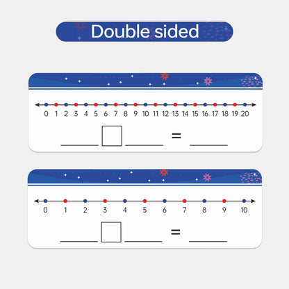 10Packs Numbers Line Dry Erase Board Cards, Double Sided 0-10 on one Side and 0-20 on The Other Side; Classroom Must Haves Home Desktop Portable Math Whiteboards(12” x 4”)
