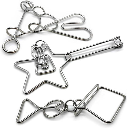 Zooshine 3PCS Large Hard Metal Brain Teaser Puzzles,Metal Wire Puzzle Set Challenging Magic Trick Toy for Party,Office Gift for Adults Kids Teens