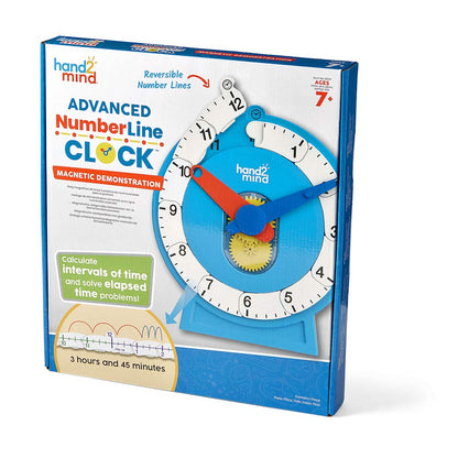 hand2mind Advanced NumberLine Clock, Learn to Tell Time, Analog Clock for Kids Learning, Number Line for Kids, Teaching to Tell Time, Math Manipulatives (Set of 1)