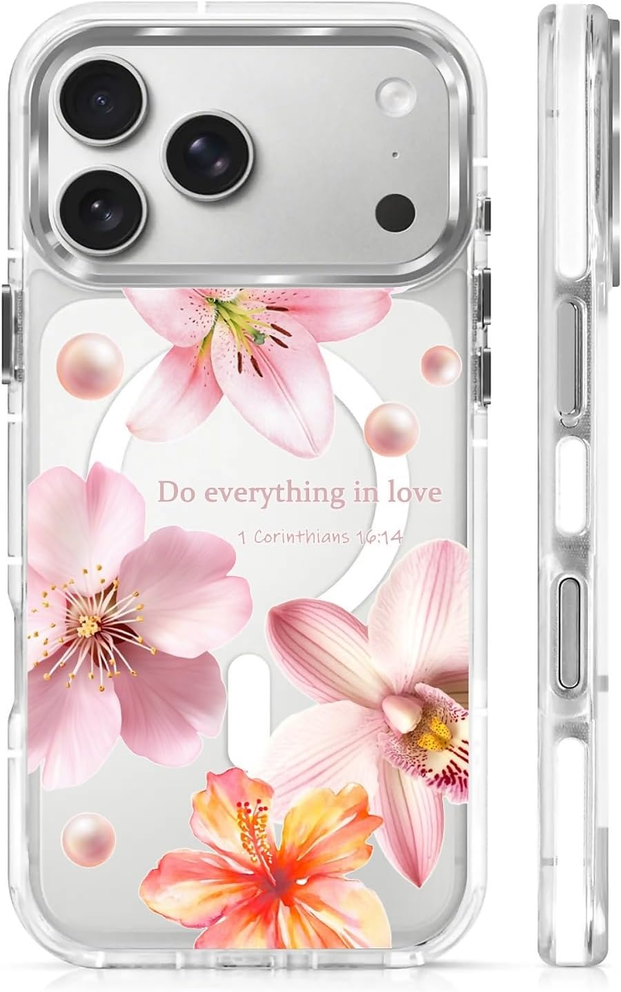 for iPhone 17 Pro Max Case [Compatible with Magsafe],Girls Women Clear Magnetic Case Silicone Shockproof Protective Cover with Pattern Colorful Motivational Letters