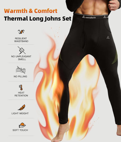 CL convallaria Thermal Underwear Long Johns Set Mens Winter Gift Hunting Gear Sport Base Layer Bottom Top - Colors A