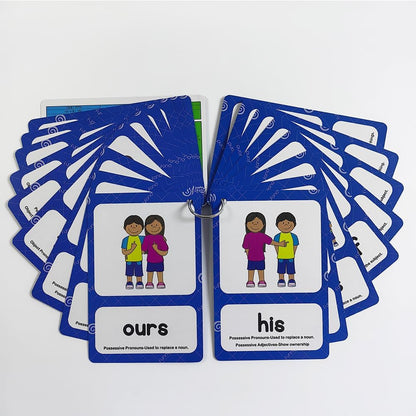 Lilias Irregular Past Tense Verbs English Grammar Double-Side Learning Flash Cards - 24 Card Set for Homeschool, Preschool, Primary School, ESL, Autism, Vocabulary Building
