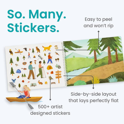 Animals Habitat 500+ Kids Sticker Book by Cupkin Toddler Airplane Travel Activity Coloring and Sticker Book, Road Trip Essentials, 12 Coloring Pages + 12 Scenes for Ages 2–8 Years - Colors B