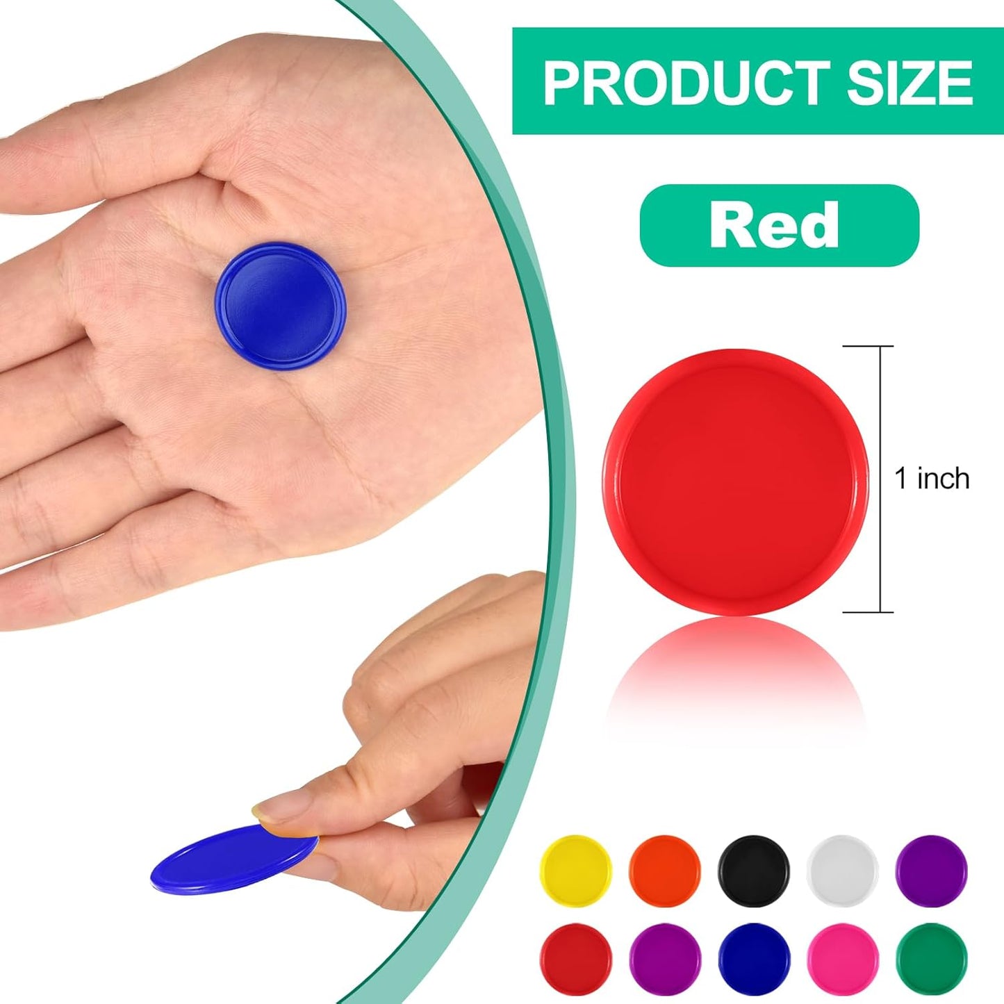 Coopay 1000 Pieces 1 Inch Bingo Chips Bulk, 10 Colors Bingo Markers for Math Practice, Plastic Learning Counters Disks Counting Discs, Poker Chips Game Tokens Kids Reward