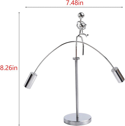 Sunnytech Steel Balance Physics Toy Weightlifter Kinetic Art Balance Toy Balancing Decompressive Science Home Office Toy for Desk Decor WJ020