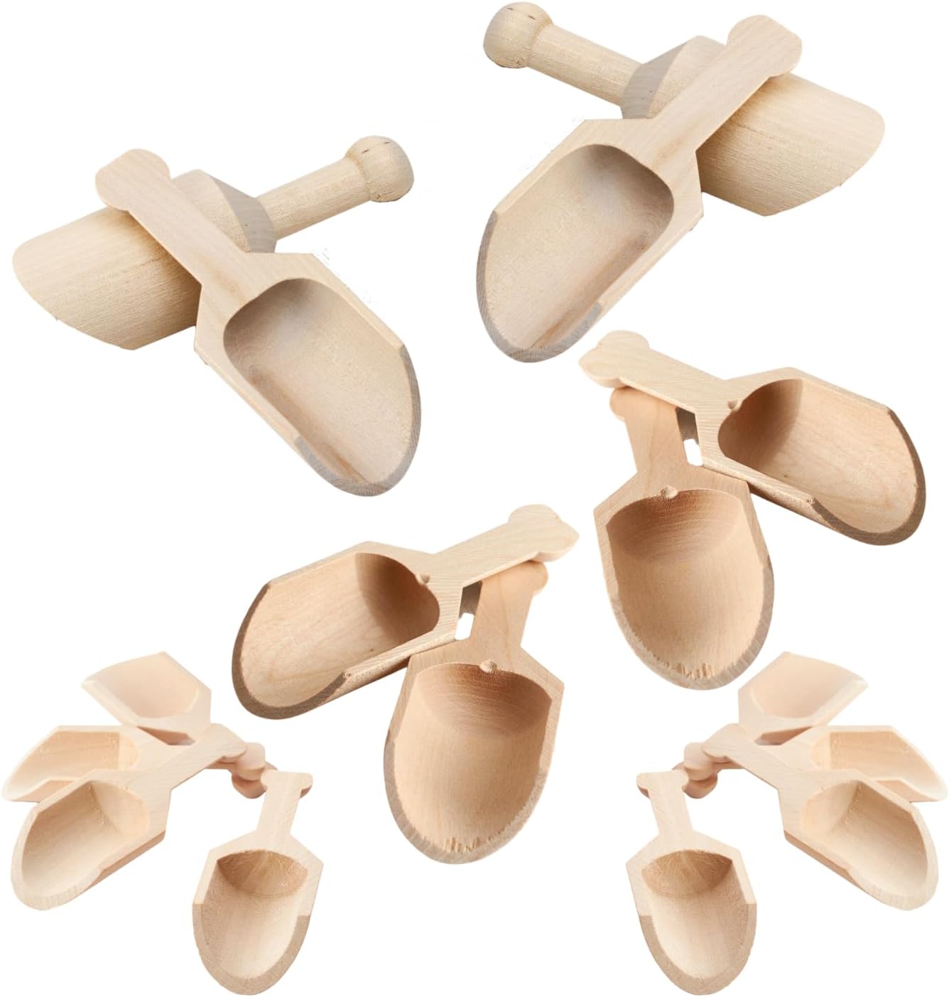 Unfinished Wood Spoon Scoops Set of 6 by Factory Direct Craft for Bath Salts, Sugar Scrubs, Spices or Educational Sensory Bins - 4-1/8 Inches Long