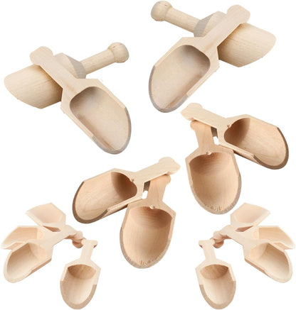 Unfinished Wood Spoon Scoops Set of 6 by Factory Direct Craft for Bath Salts, Sugar Scrubs, Spices or Educational Sensory Bins - 4-1/8 Inches Long
