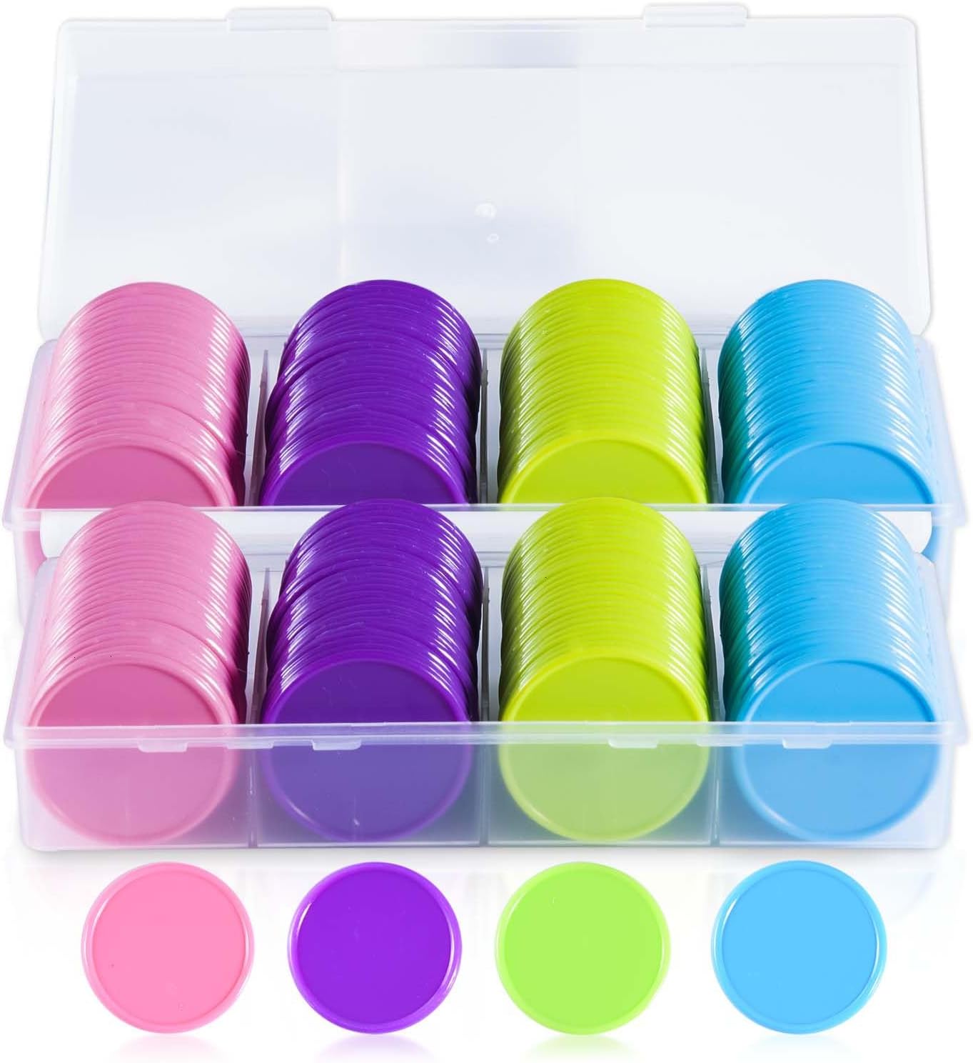 SenseYo 100 Pcs 1.45 Inch Poker Chips with Storage Box for Kids Math Counting Card Game Conters