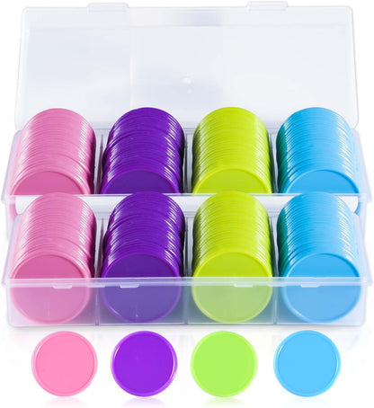 SenseYo 100 Pcs 1.45 Inch Poker Chips with Storage Box for Kids Math Counting Card Game Conters