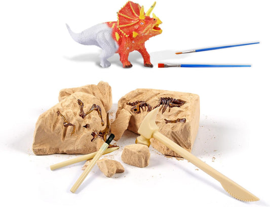 Dinosaur Tyrannosaurus Fossil Dig Kit - 2-in-1 Excavate & Build Set with Tools, Educational STEM Toy Gift for Kids Ages 6+