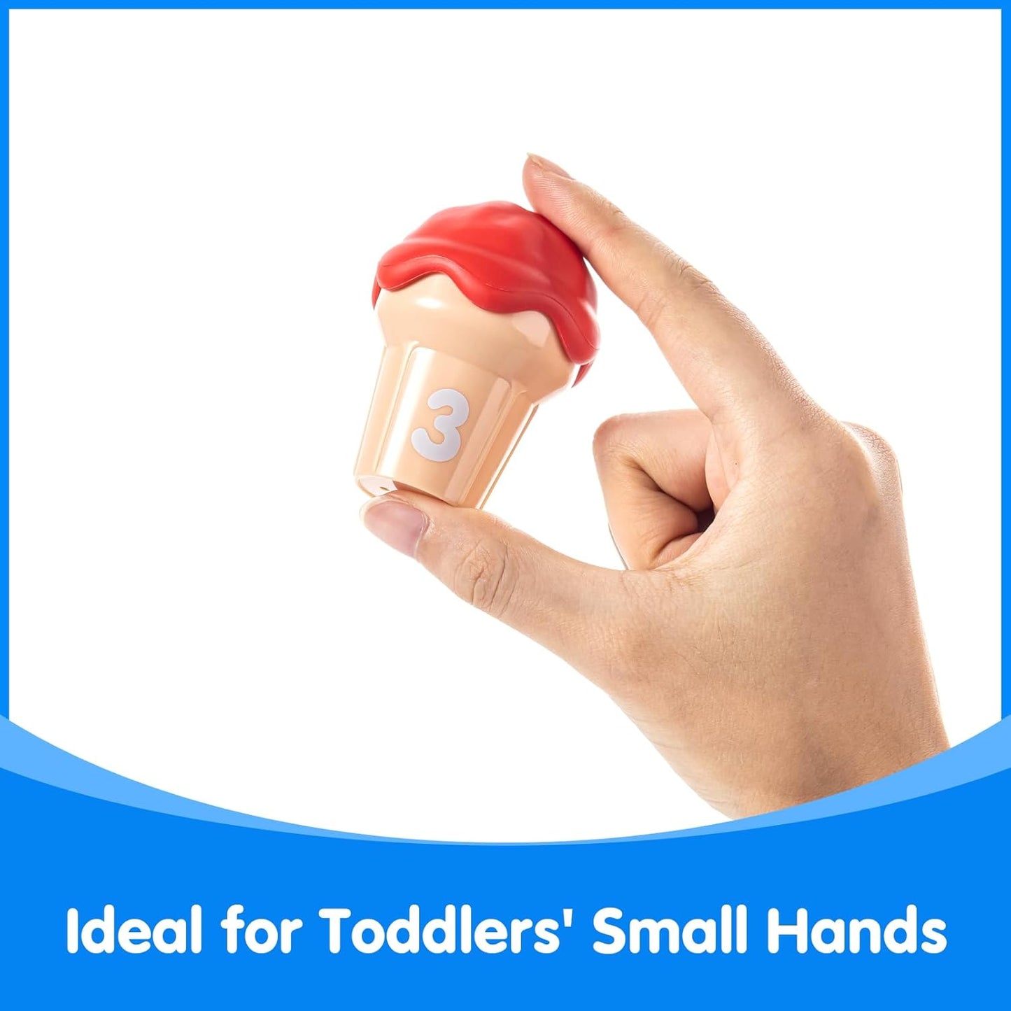 Ice Cream Counting Cones 1-10 – Number Matching Toy for Toddlers – 10 Cones + 10 Stacking Scoops, Educational Preschool Learning