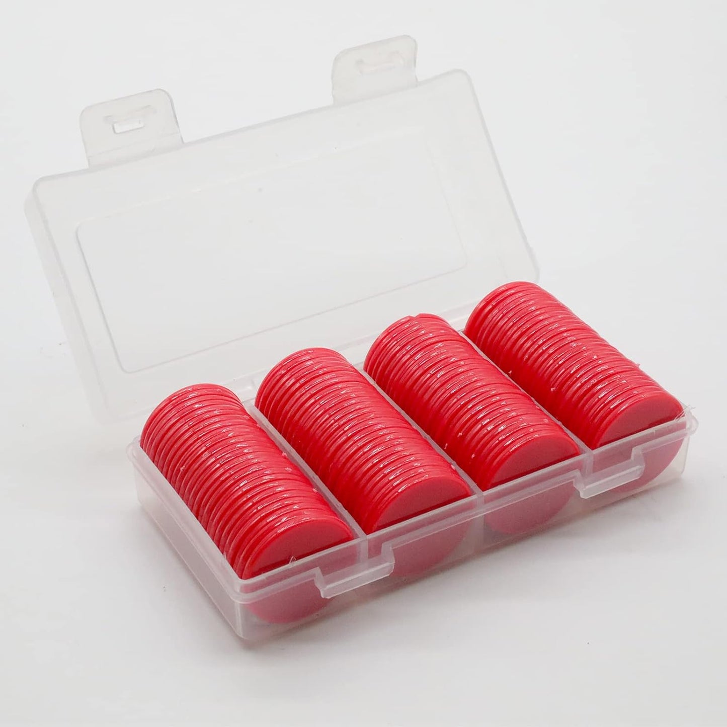 Set of 100 Opaque Plastic Learning Counters Mini Poker Chips Game Tokens with Storage Box (Black+White+Blue+Purple, 1 Inch)