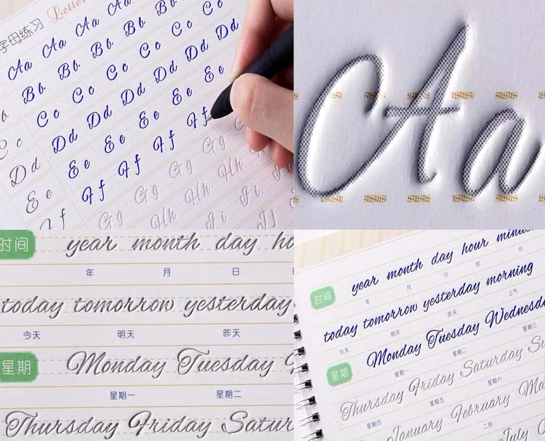 Beautiful Round English Calligraphy, Handwriting Practice Copybook Board Groove Training copybook