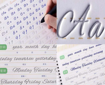Beautiful Round English Calligraphy, Handwriting Practice Copybook Board Groove Training copybook