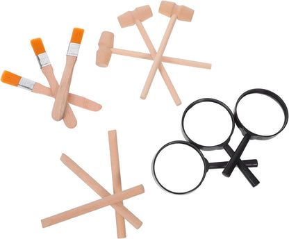 HOMSFOU 3 Sets Kids Dinosaur Dig Kit - Plastic Excavation Tools with Hammer, Chisel & Brush for Archaeological Learning & Dinosaur Digging Toys