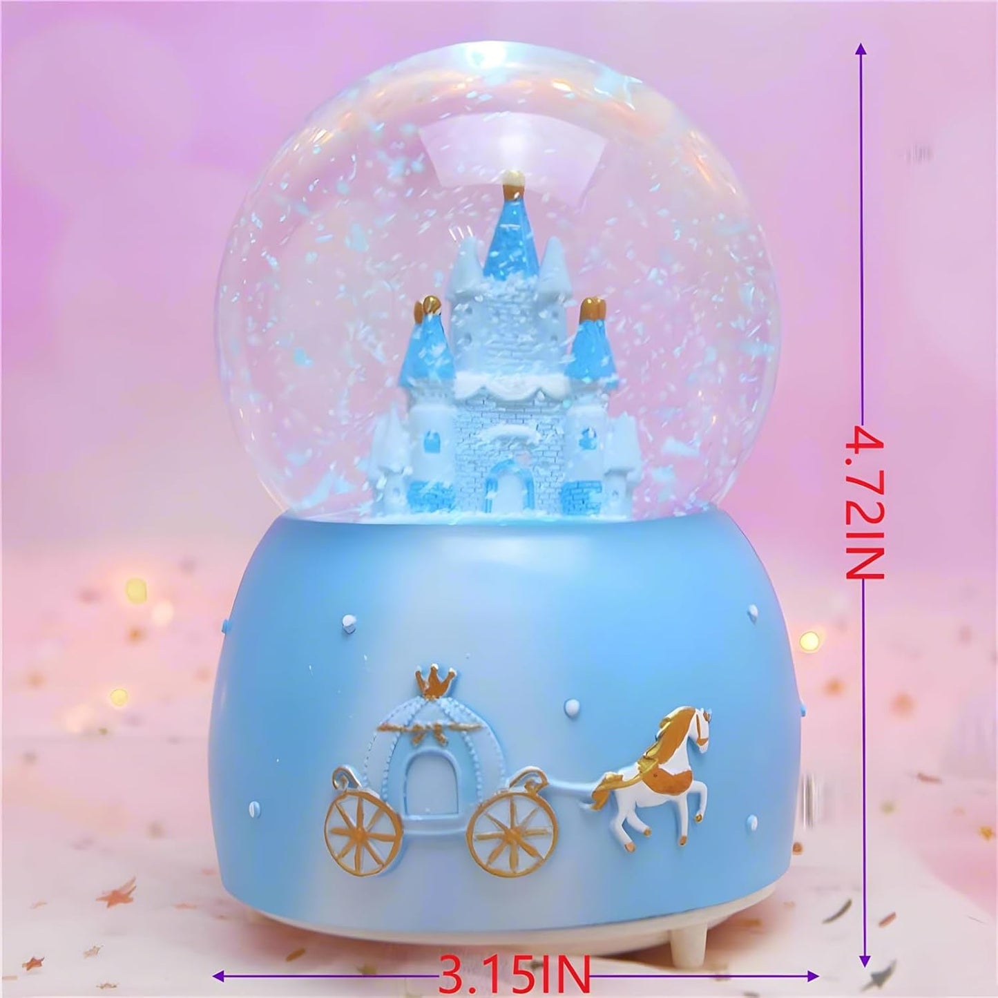 Snow Globes,Blue Castle Music Snowglobes with LED Lights,Automatic Snow Fall Effect,Home Decor for Kids Room Essentials Birthday Christmas Festival Gift for 5-16 Year Old Girls (Blue)