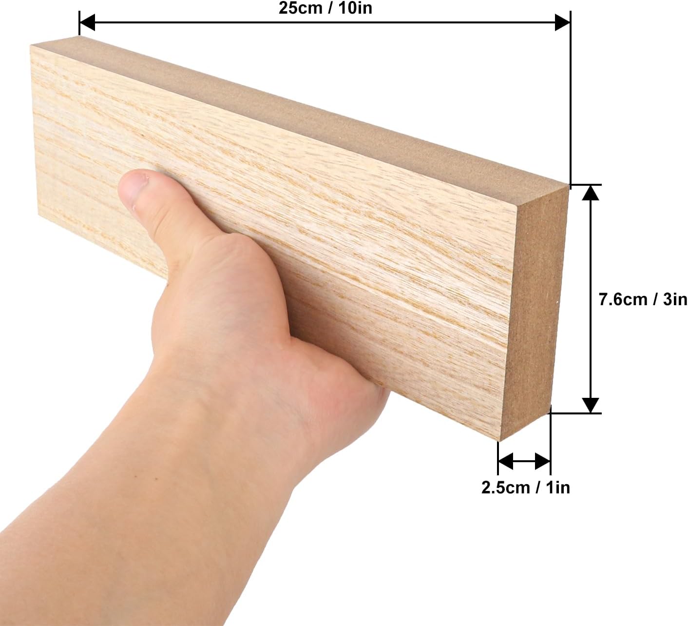 10 Pack Unfinished MDF Wood Rectangle Blocks, 3 x 10 Inch Wooden Blocks for Crafts, DIY Projects, and Custom Decor