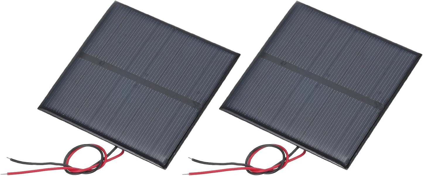 MECCANIXITY 2 Pcs 5.5V 0.44W 70mA Mini Solar Panels, Small Polycrystalline Solar Cell Panel with 2 Cable for DIY Electric Toy Materials Kits Charger, 60mm x 60mm