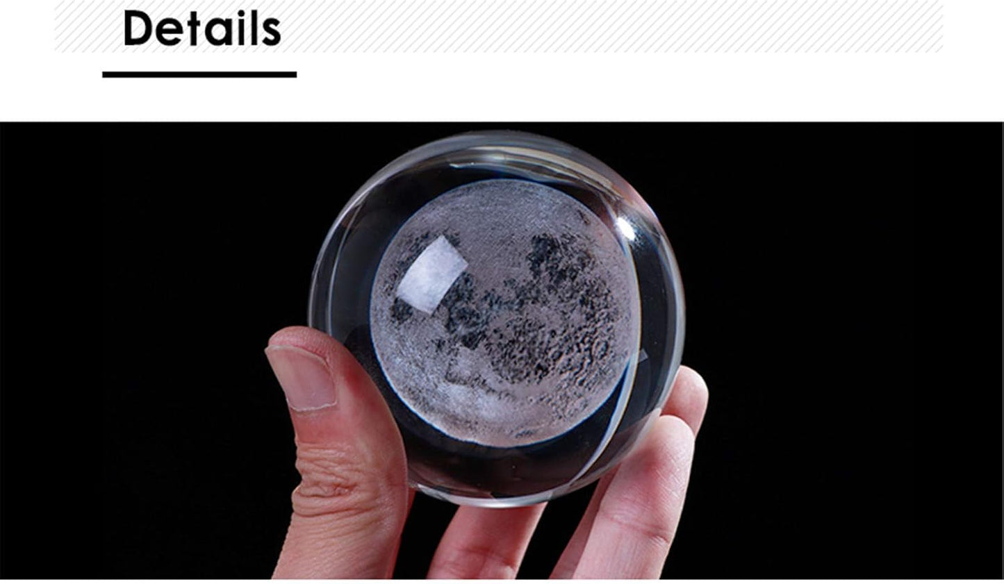 3d Solar System Model Crystal Ball 80mm 3.15inch - Outer Space Astronomy Gifts Room Decor Crystal Sphere Unique Gifts For Men Him Best Birthday Dad Physics Science Teacher Night Light Planet Lamp
