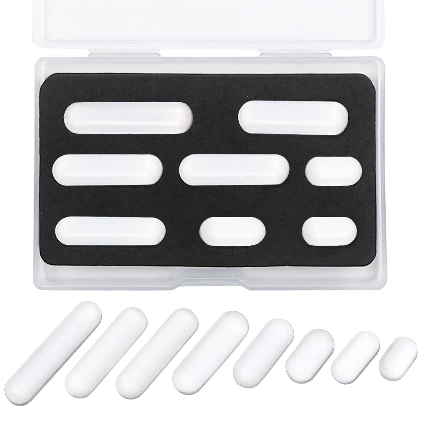 Magnetic Stir Bars with Magnetic Retriever Set, Lab Mixed Size PTFE Magnetic Stirrer Mixer Stir Bars PTFE Stiring Rod, 8x35mm, 8x30mm, 8x28mm, 7x30mm Magnetism for Laboratory Home DIY Project