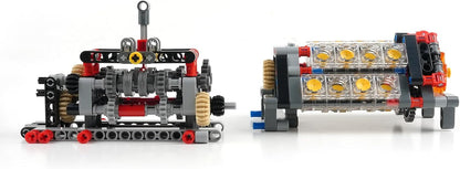 Building Blocks 6 Speed Gearbox with V16 Engine Model for MOC Power Functions