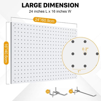 Peg Board, 2 Pack Metal Pegboard Panels Pink Pegboards Wall Organizer with Frame Large Heavy Duty Peg Board with Hooks for Walls Home,Garage Tool Storage,Office Organization,Kitchen 24”×16”