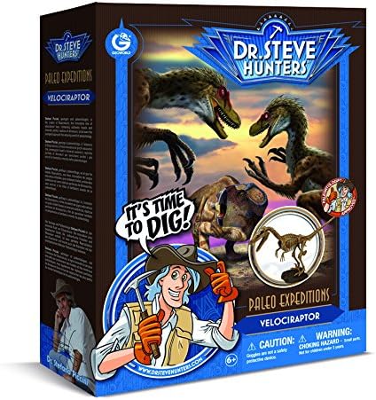 Uncle Milton Dr. Steve Hunters-Paleo Expedition Dino Dig Excavation Kit Velociraptor-14 Piece-Scientific Educational Toy