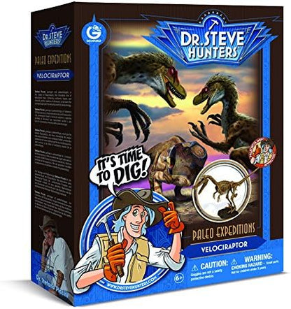 Uncle Milton Dr. Steve Hunters-Paleo Expedition Dino Dig Excavation Kit Velociraptor-14 Piece-Scientific Educational Toy