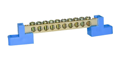 10 Positions Terminal Bus Bar Block 6 Pack Brass Wire Screw for Car Boat Marine Ground Power Distribution Grounding Electrical Bars Strip Block for 12V-110V, Blue
