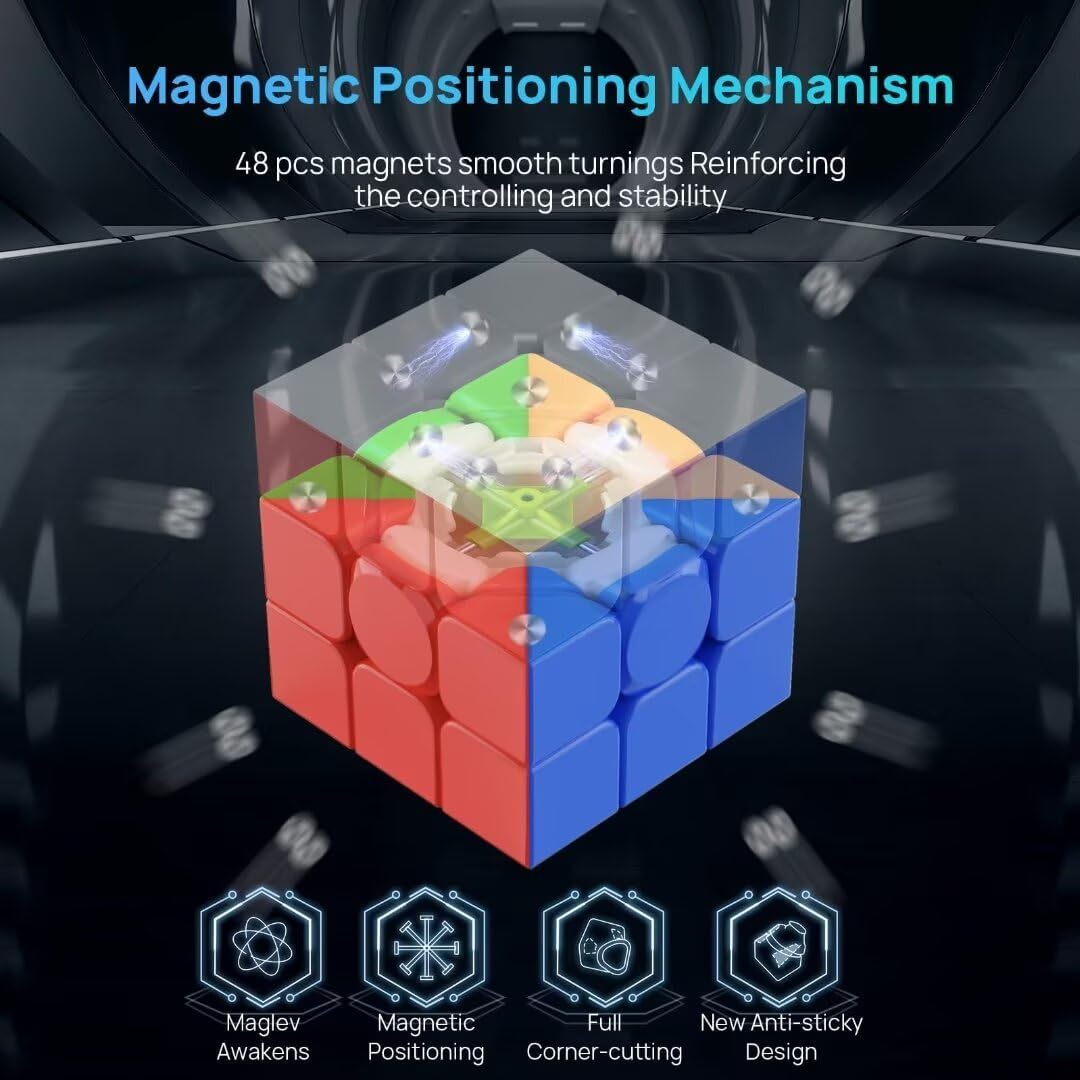 3x3 Speed Cube Stickerless with Stand & Tutorial: Problem-Solving Brain Teaser, Easy Turning Sensory Puzzle Toy Easter Gift Basket Stuffers for Boys 6-12, STEM Educational