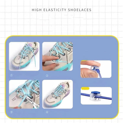 Lazy Bread Lace Buckle Elastic Shoelaces Round Locking No Tie Shoe Laces Kids Adult Rubber Sneakers Shoelace
