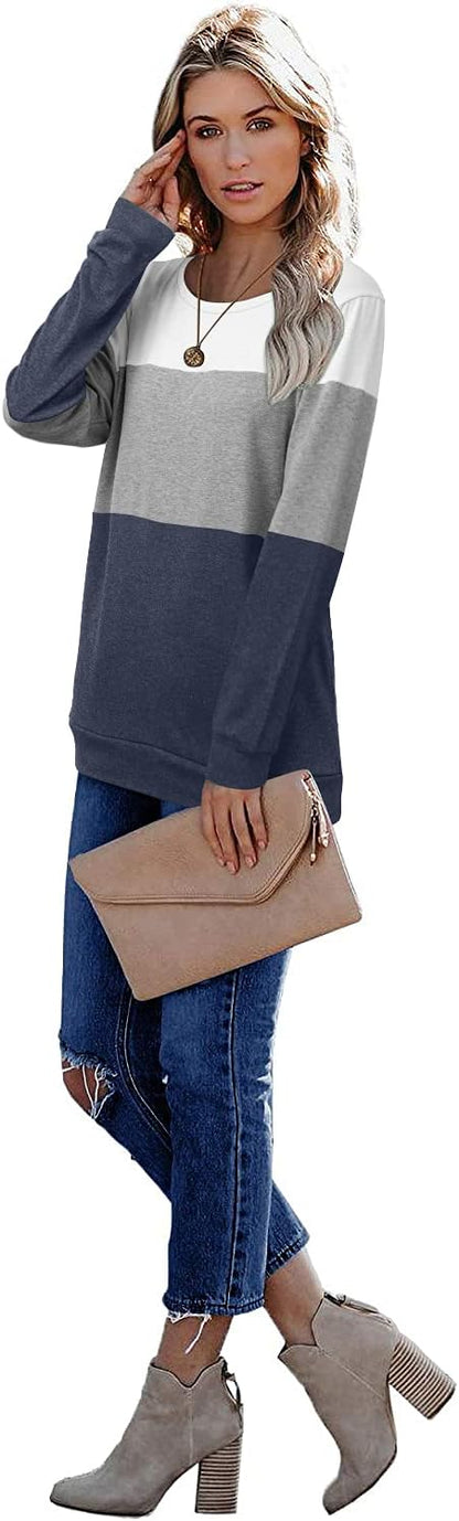 CRAZY GRID Womens Trendy Long Sleeve Shirts Casual Loose Soft Sweatshirt Fall Tops