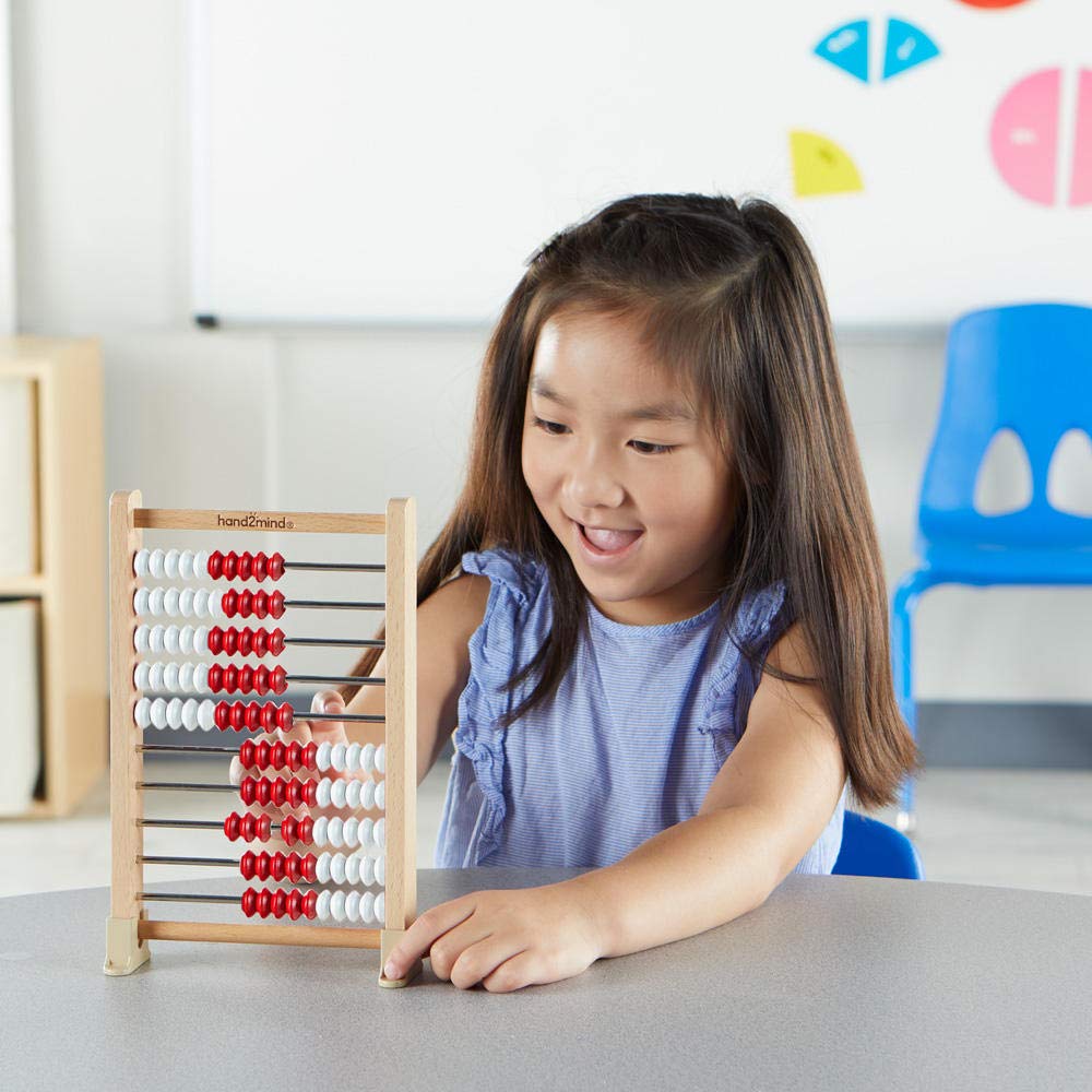 hand2mind Mini 100-Bead Wooden Rekenrek Abacus, Abacus for Kids Math, Wooden Counting Math Manipulatives, Bead Counters for Kids Math, Learn Counting and Numbers, Homeschool Supplies (Set of 1)