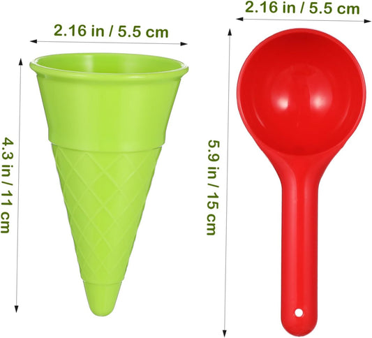 ibasenice 1Set Beach Ice Cream Cones and Scoop for Sand Play Random Colors for Outdoor Fun Develops Motor Skills for Home Park and Beach Activities