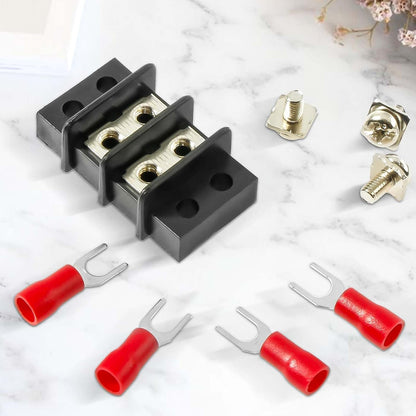 3sets 10 Position Terminal Strips， Dual Screw Terminals Block Strip with 16-14AWG Insulated Fork Wire Connectors for Electrical Wiring