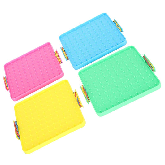 Yosoo 4Pcs Nail Board Toy Pegboard Teaching Aids Math Learning Tool with Rubber Bands for Kids Educational Toys Classroom Homeschool