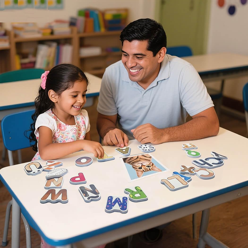 Spanish Magnetic Letters and Animals, Fridge Magnets for Toddlers, Animales y Abecedario para Niños en Español,