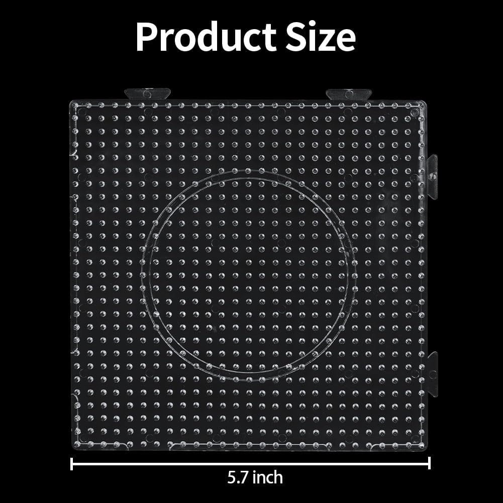 16 PCS 5mm Fuse Beads Pegboards - Large Square Clear Melty Beads Boards for DIY Craft Bead Bigger Projects